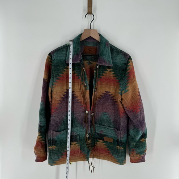 Vintage Ralph Lauren Southwestern Aztec Wool Fringe Jacket Size Large - Picture 7 of 7